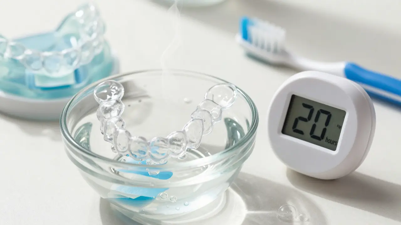 Čištění průhledných rovnátek ve vodě s důrazem na hygienu