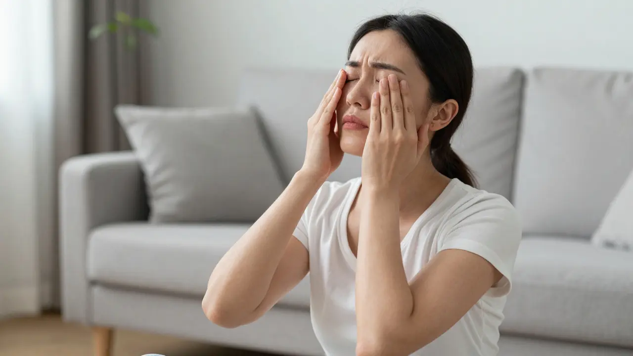Woman meditating in a peaceful room, representing mental relaxation techniques to alleviate pelvic floor tension and stress-induced pain.