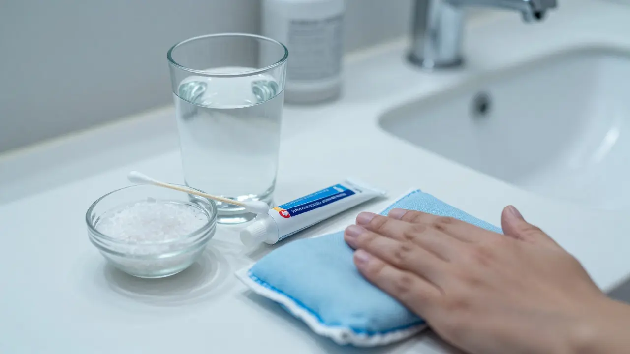 Home remedies for toothache including salt water, gel, and ice pack